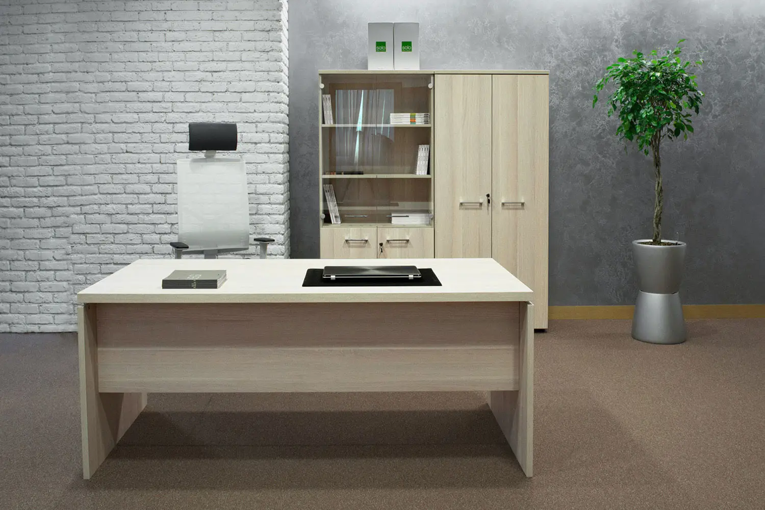 Кабинет руководителя FERMO WOOD. Стол письменный, шкаф для документов