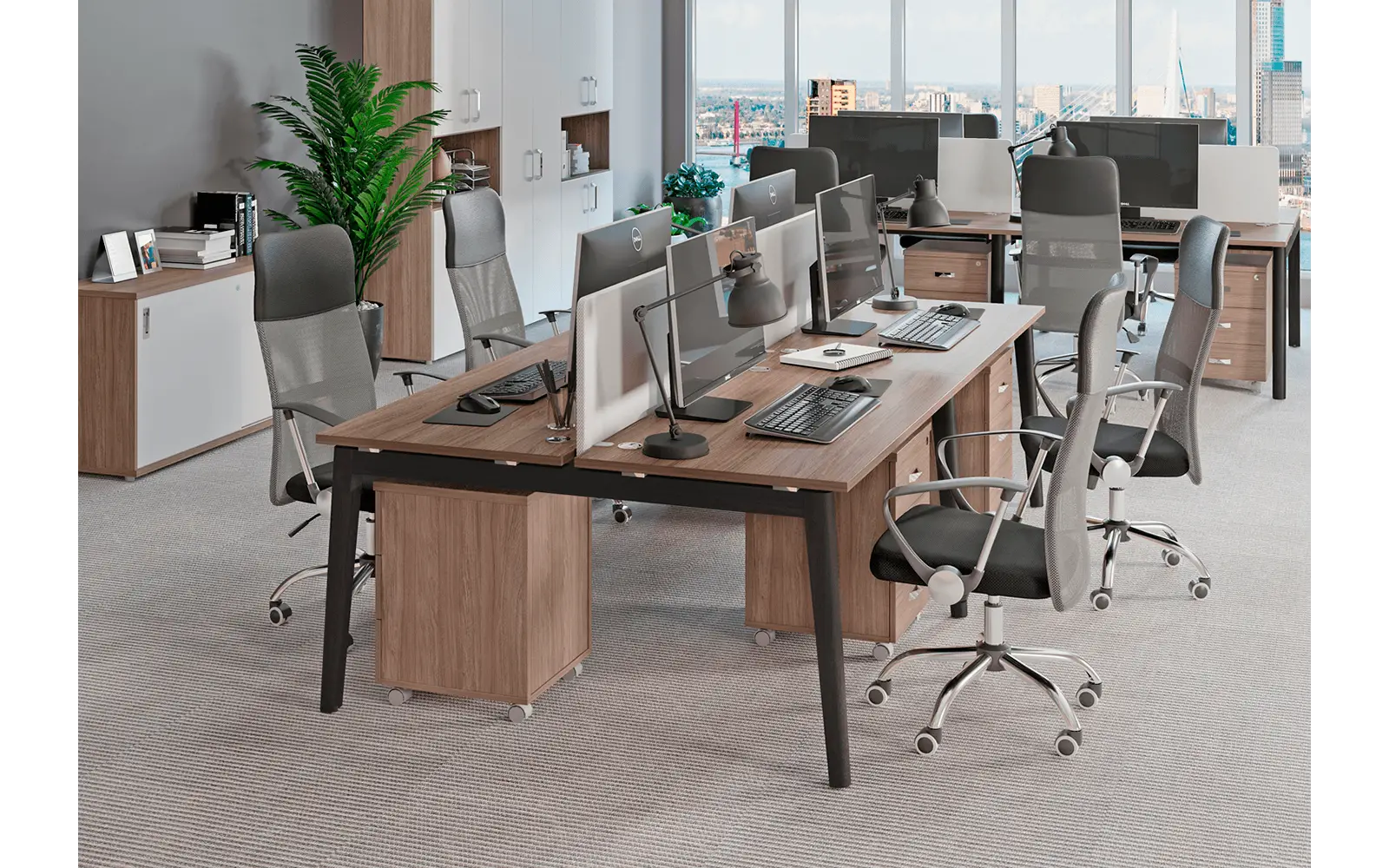 Мебель для персонала ONIX WOOD. Стол прямой на каркасе из массива дуба. Вид 3