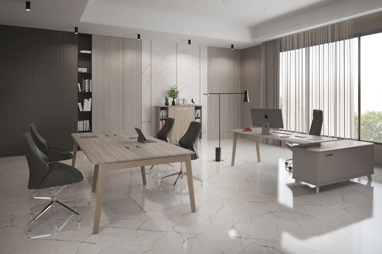 Кабинет руководителя TIME WOOD. Стол письменный, шкаф средний для документов