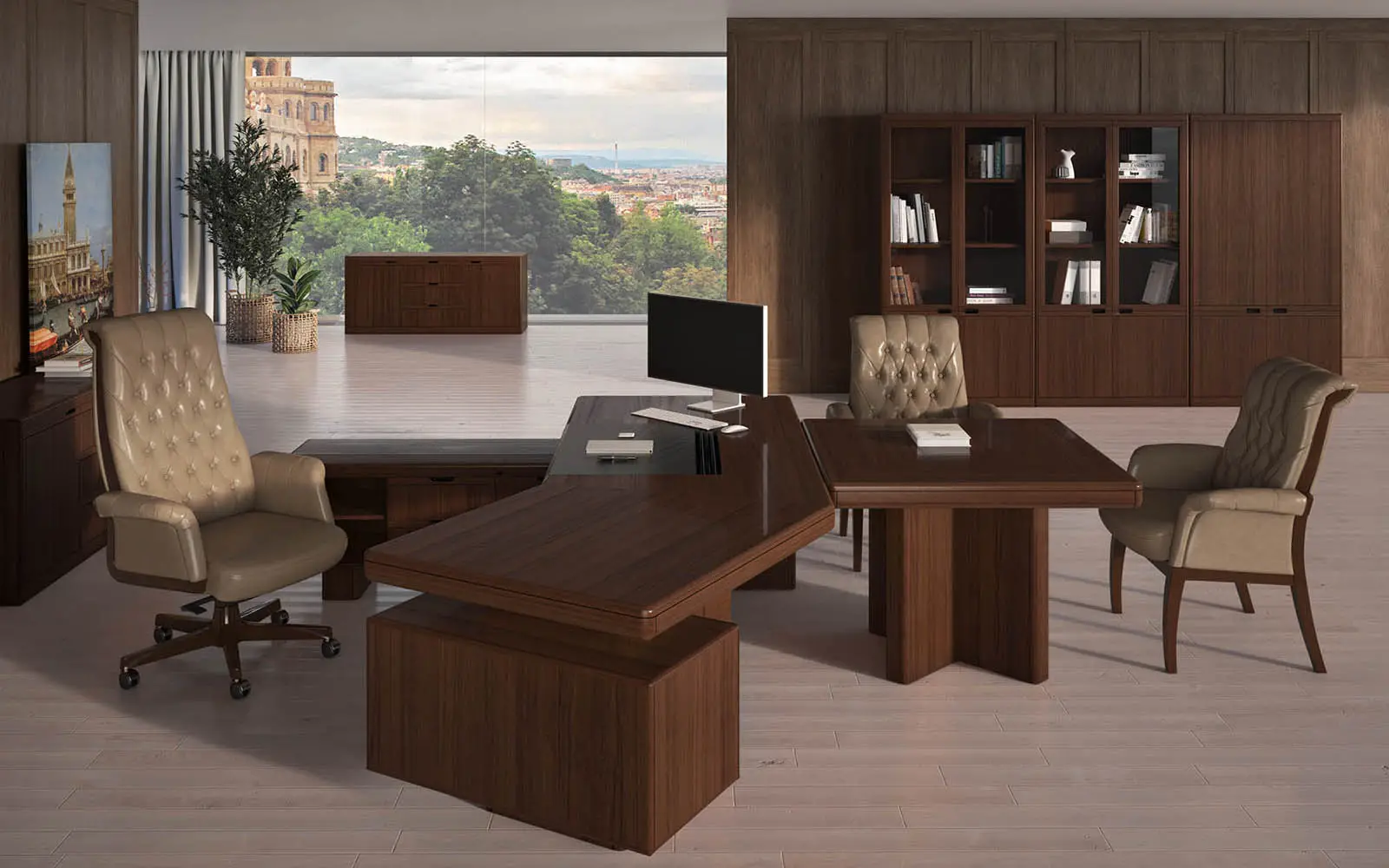 Кабинет руководителя MUX. Рабочий кабинет Американский орех 
