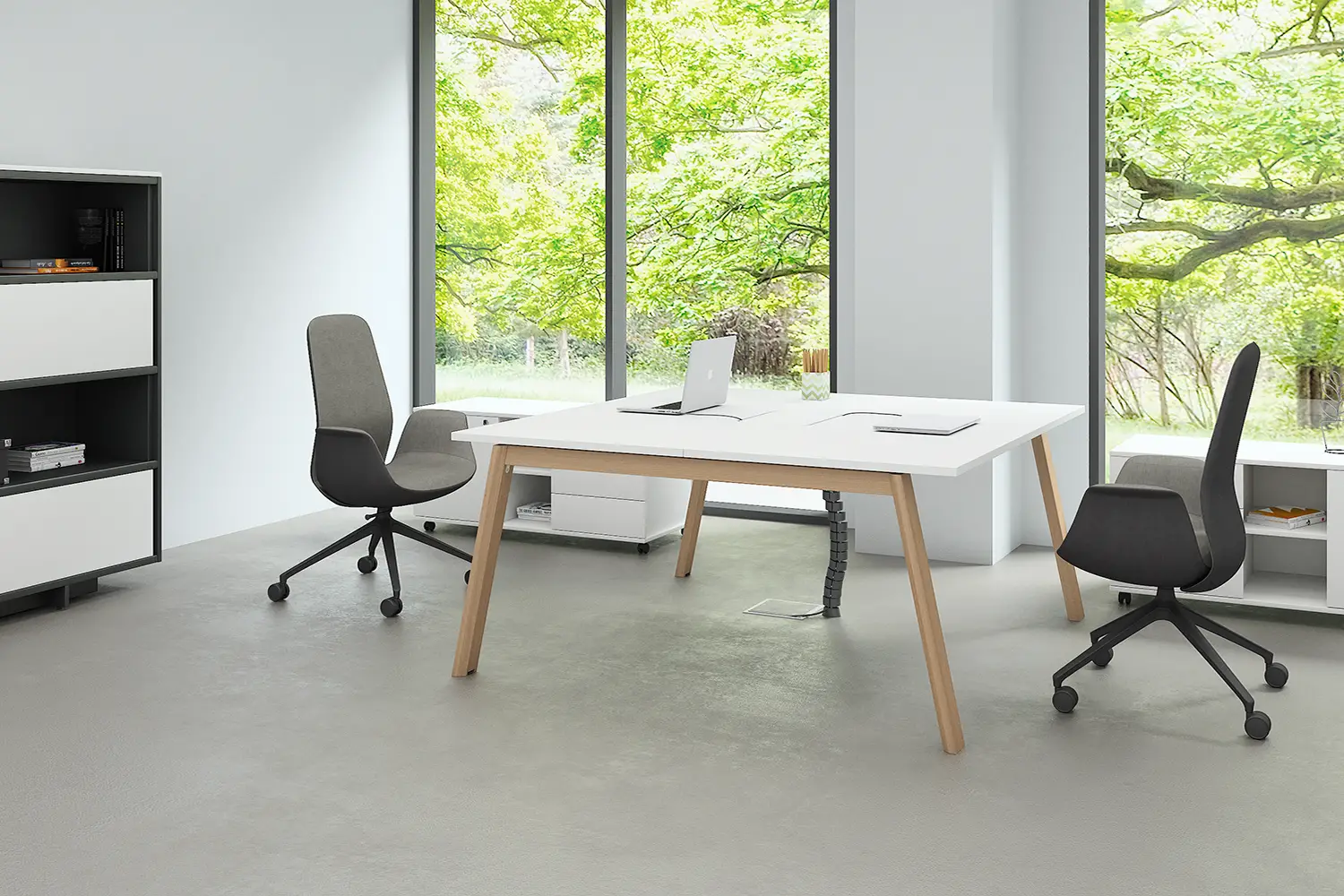 Мебель для персонала ARTWOOD. Стол bench с сервисной тумбой Цвет Белый