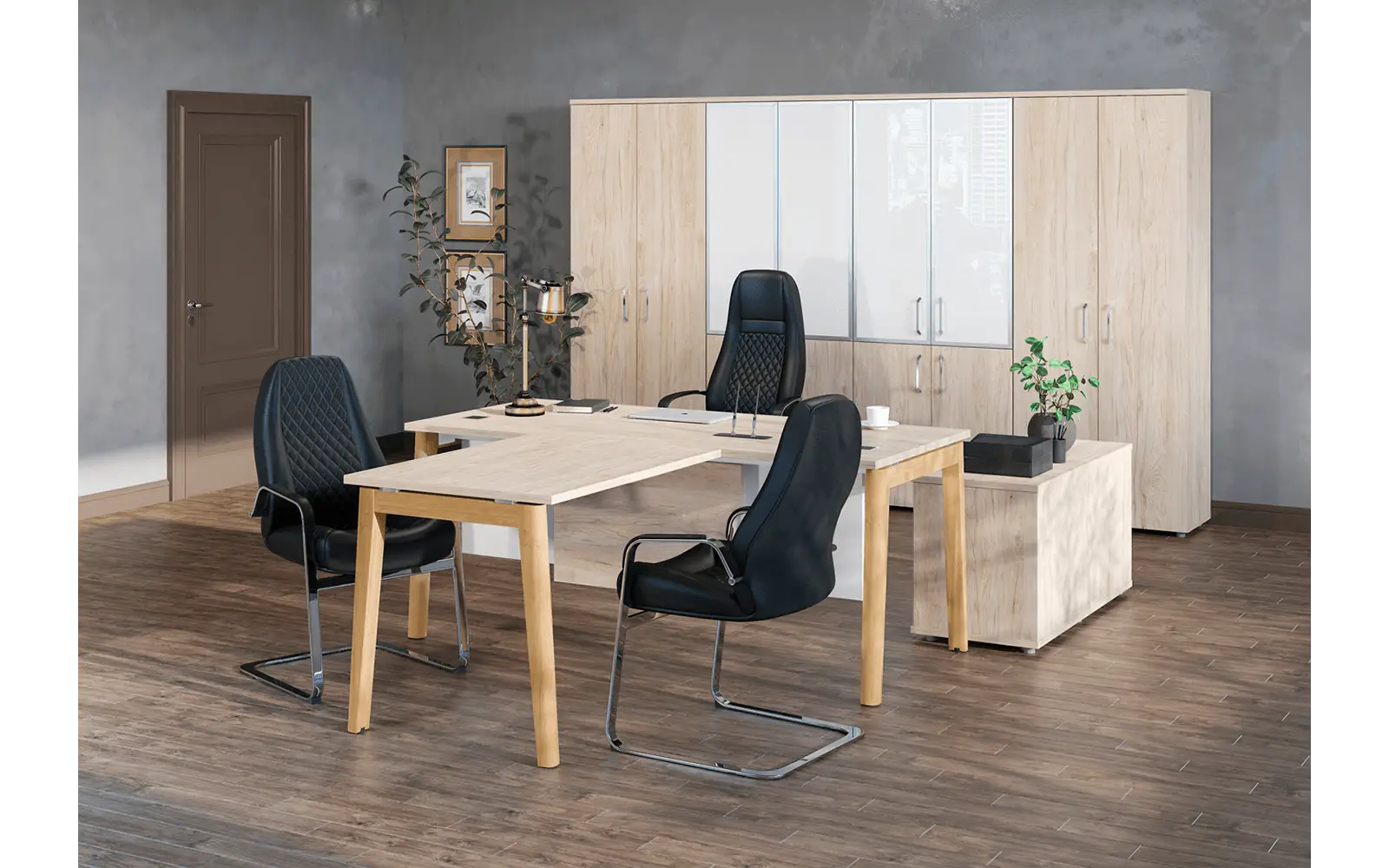 Кабинет руководителя ONIX WOOD DIRECT. Стол руководителя с брифингом