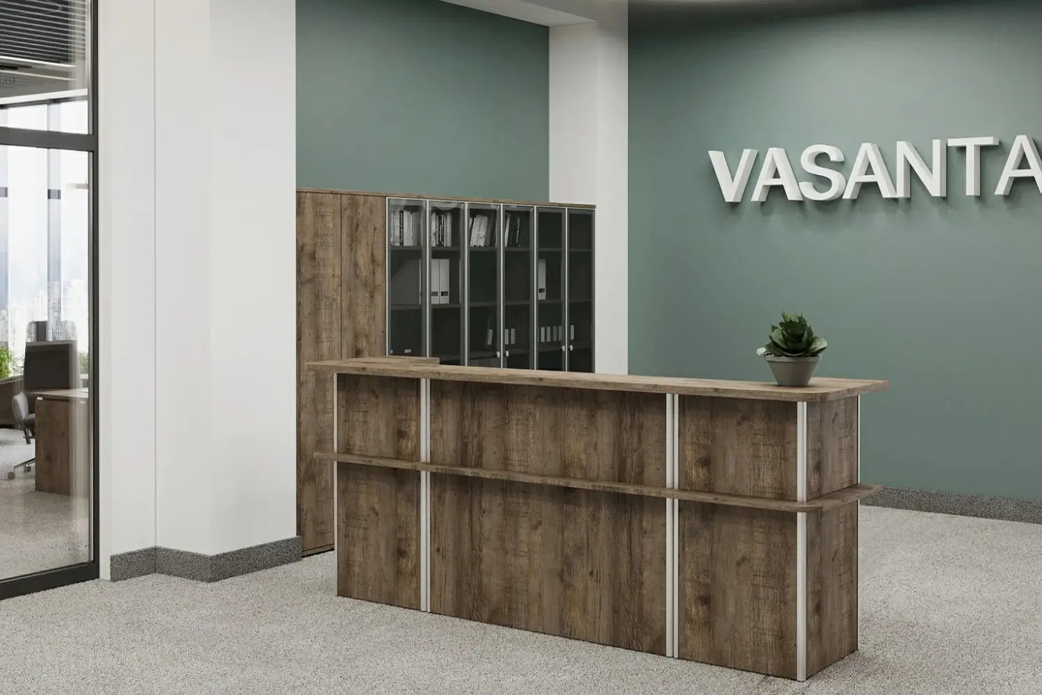 Ресепшн VASANTA. Стойка ресепшн прямая Цвет Дуб Самдал