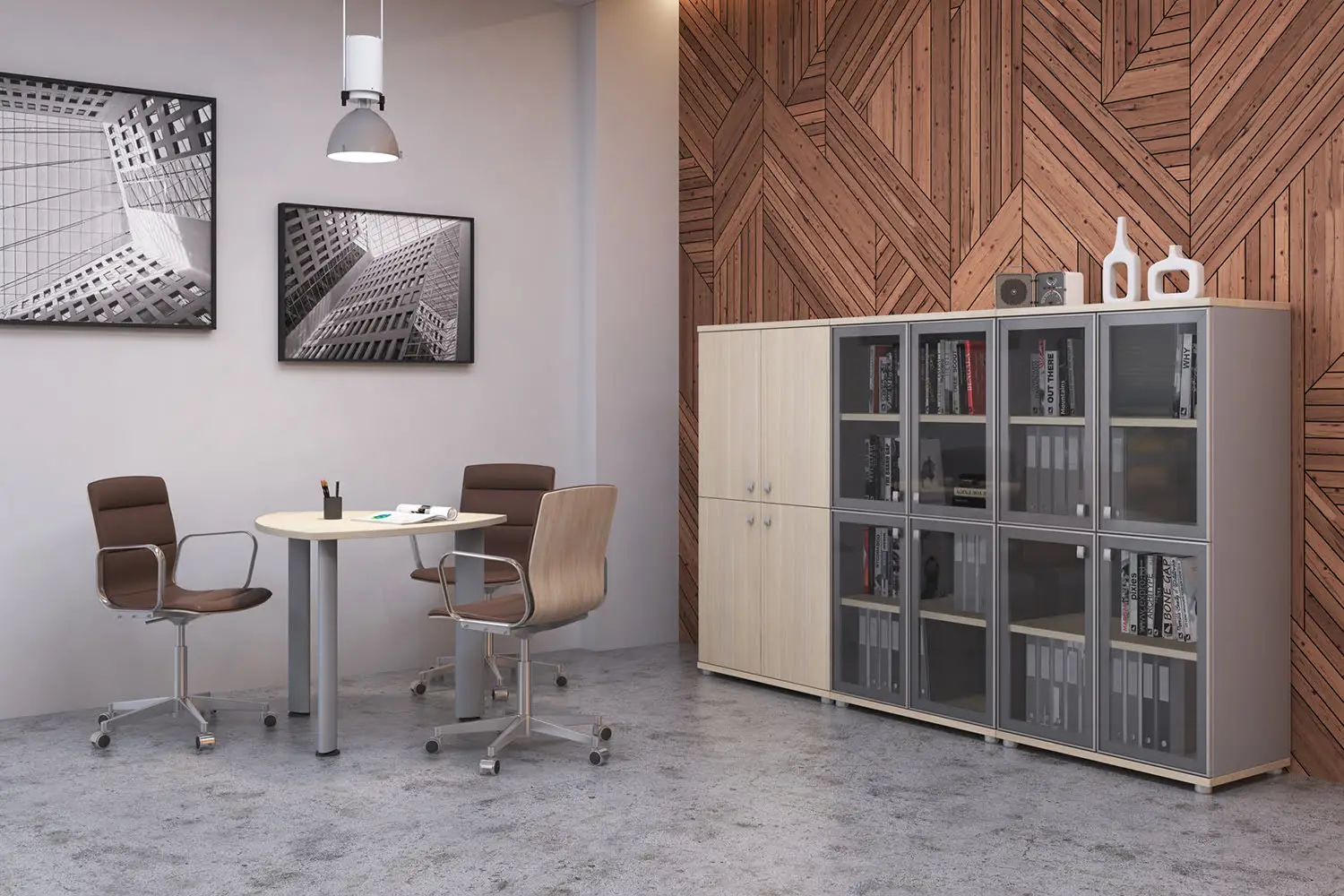 Кабинет руководителя VASANTA. Стол для переговоров, шкаф для документов