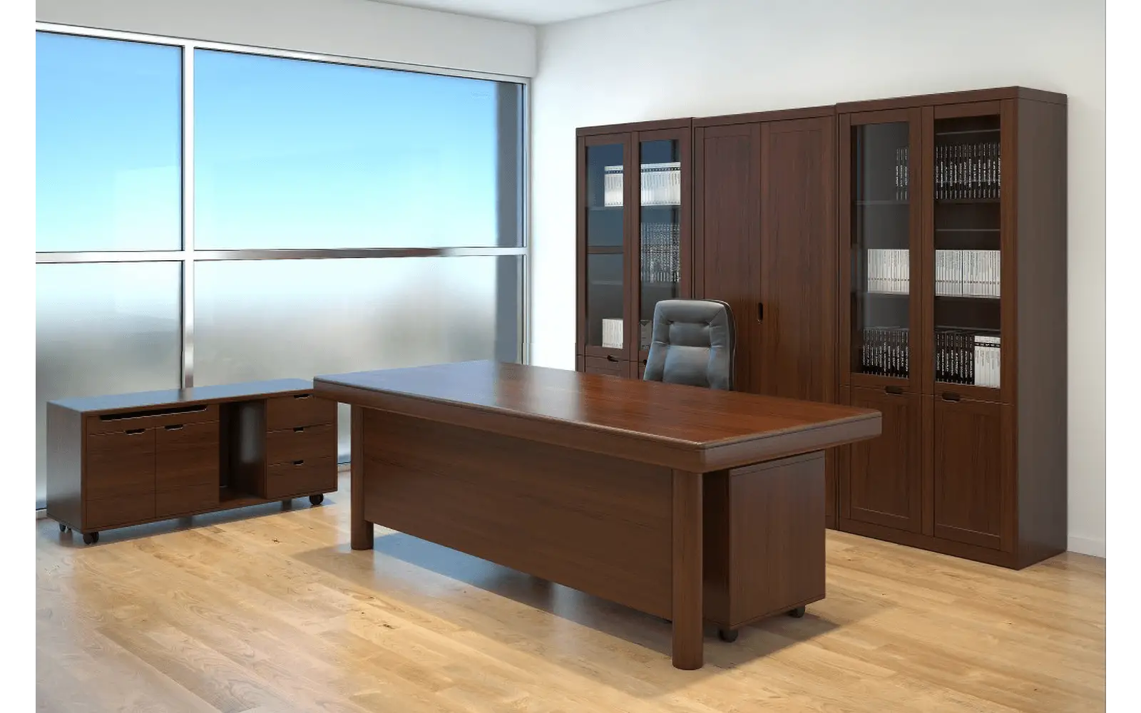 Кабинет руководителя ZARAGOZA WALNUT. Стол руководителя с подкатной тумбой