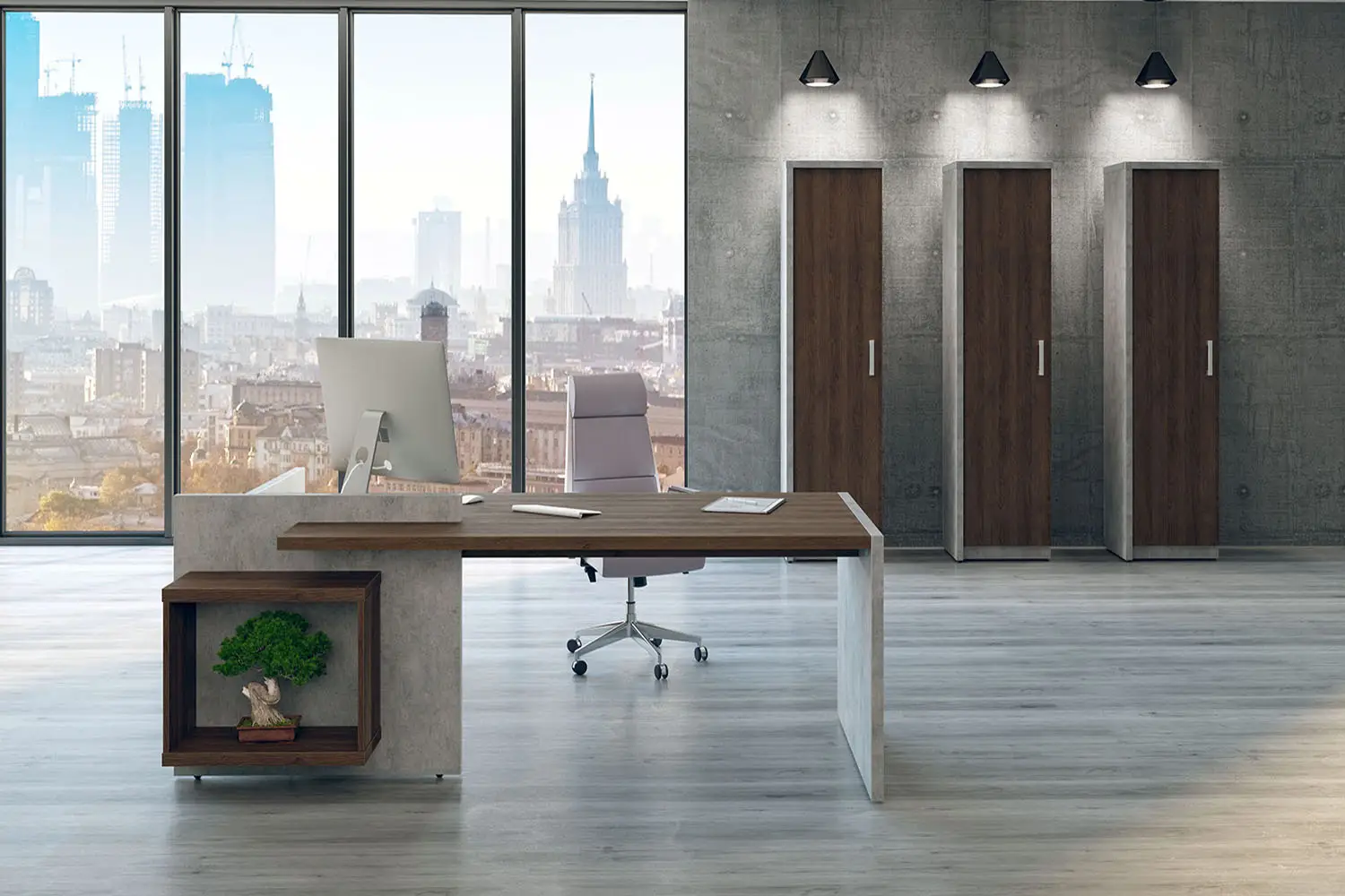 Кабинет руководителя WOOD&STONE. Стол письменный Цвет Дуб Чарльстон