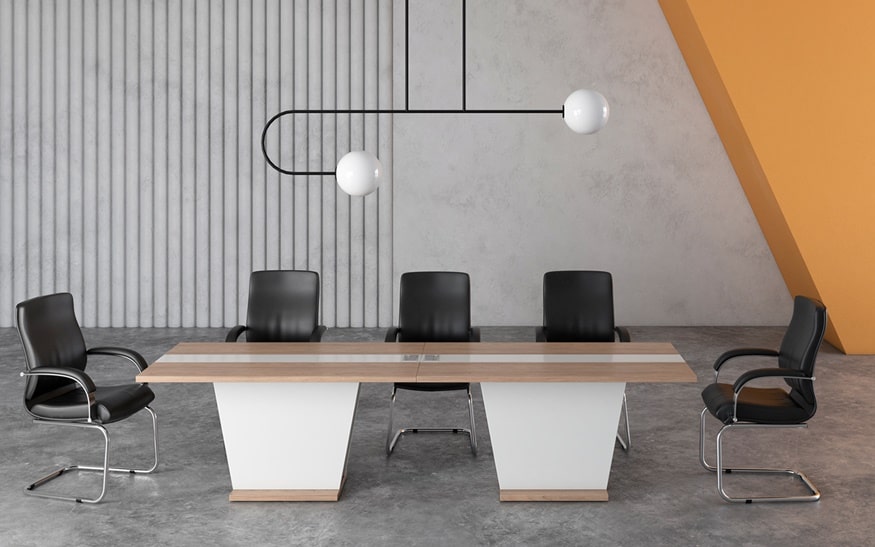 круглый или прямоугольный стол для рабочей зоны офиса
